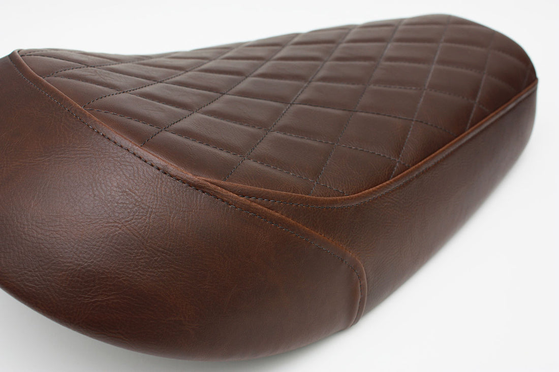 thumbnail image 2 of Classic Motorcycle Saddle Seat Cover – Small Lycette Style – Black PVC Vinyl 2 of 3